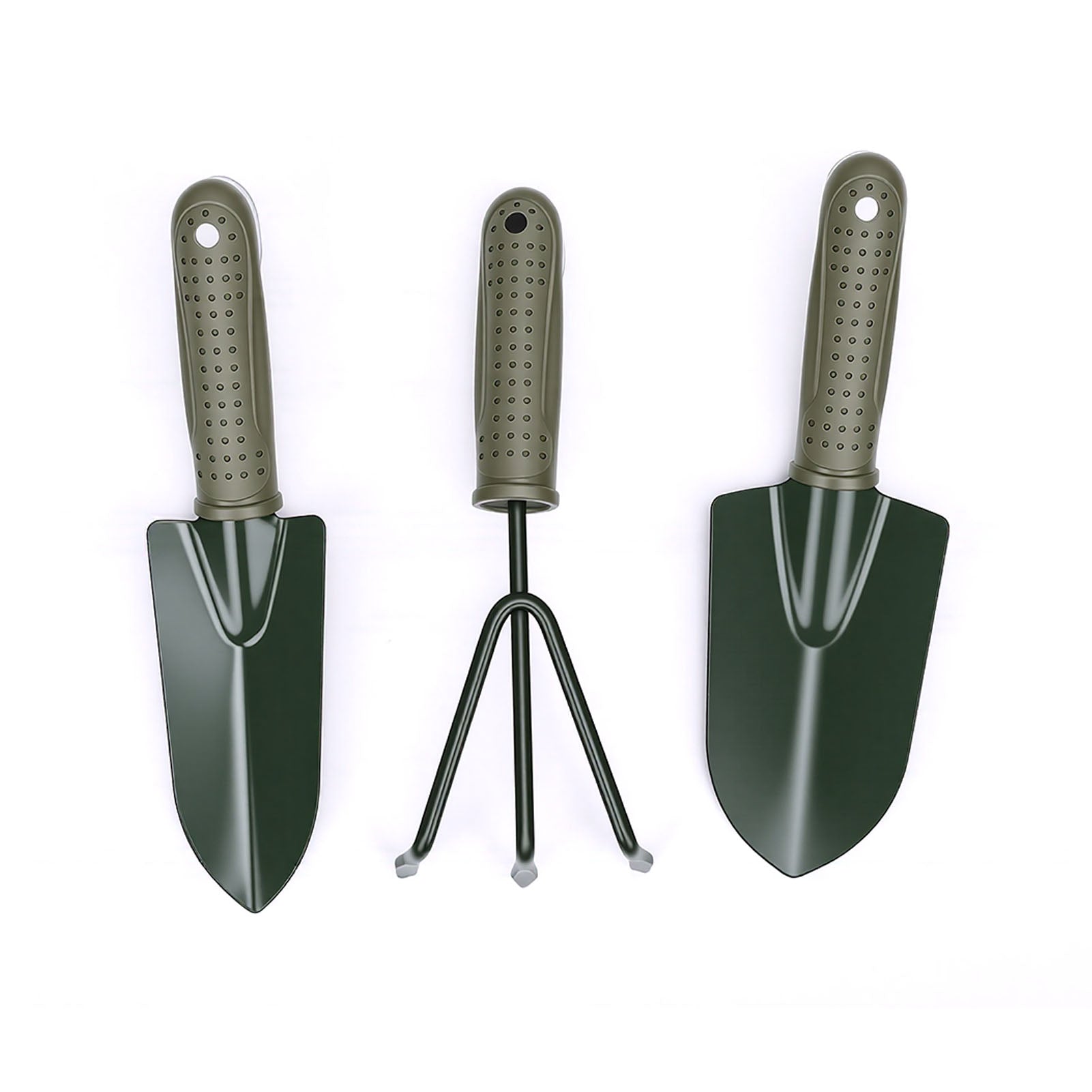 Garden Tool Set 3 Piece, Ergonomic Trowel Transplanter and Cultivator, Heavy Duty Hand Tools with Storage Bag