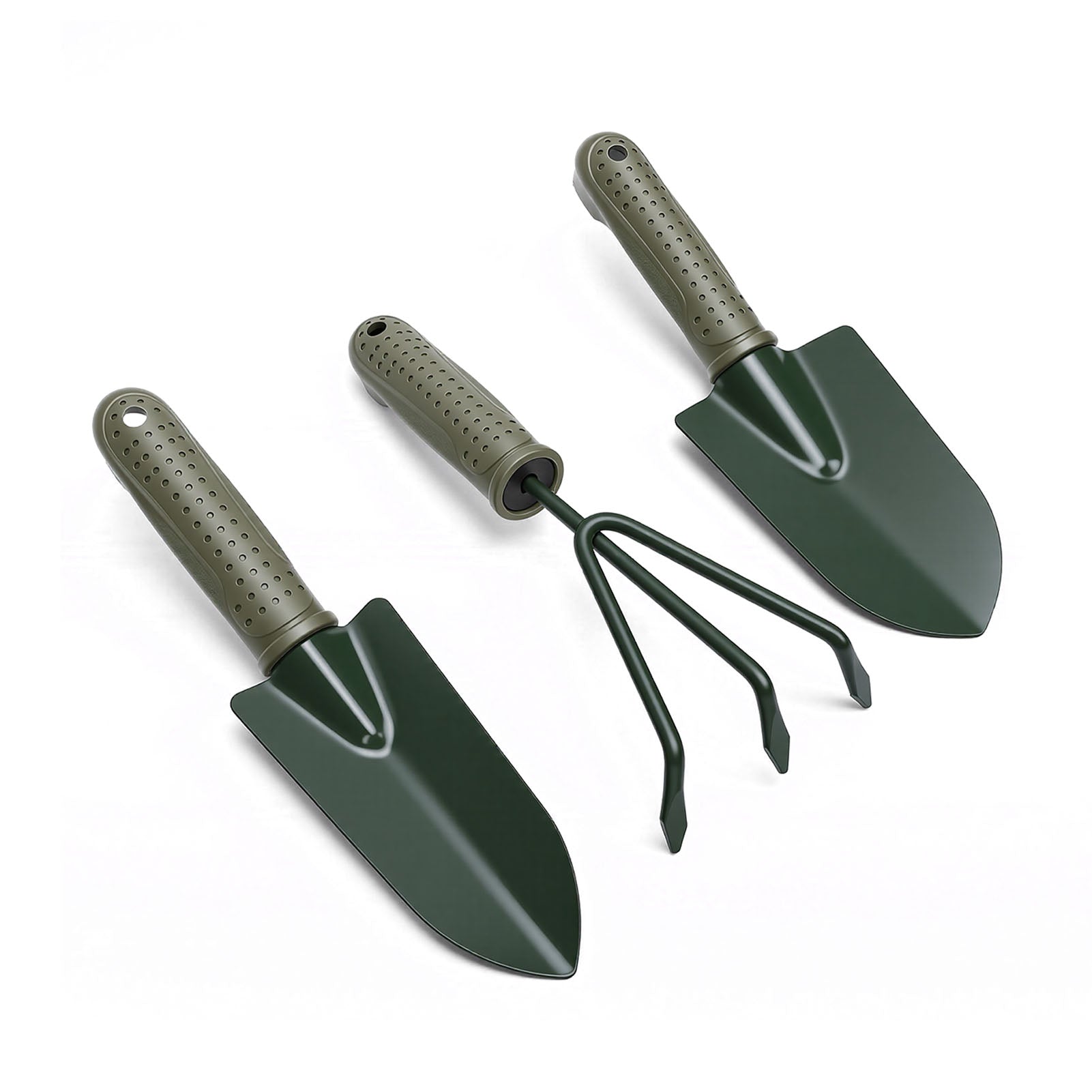 Garden Tool Set 3 Piece, Ergonomic Trowel Transplanter and Cultivator, Heavy Duty Hand Tools with Storage Bag