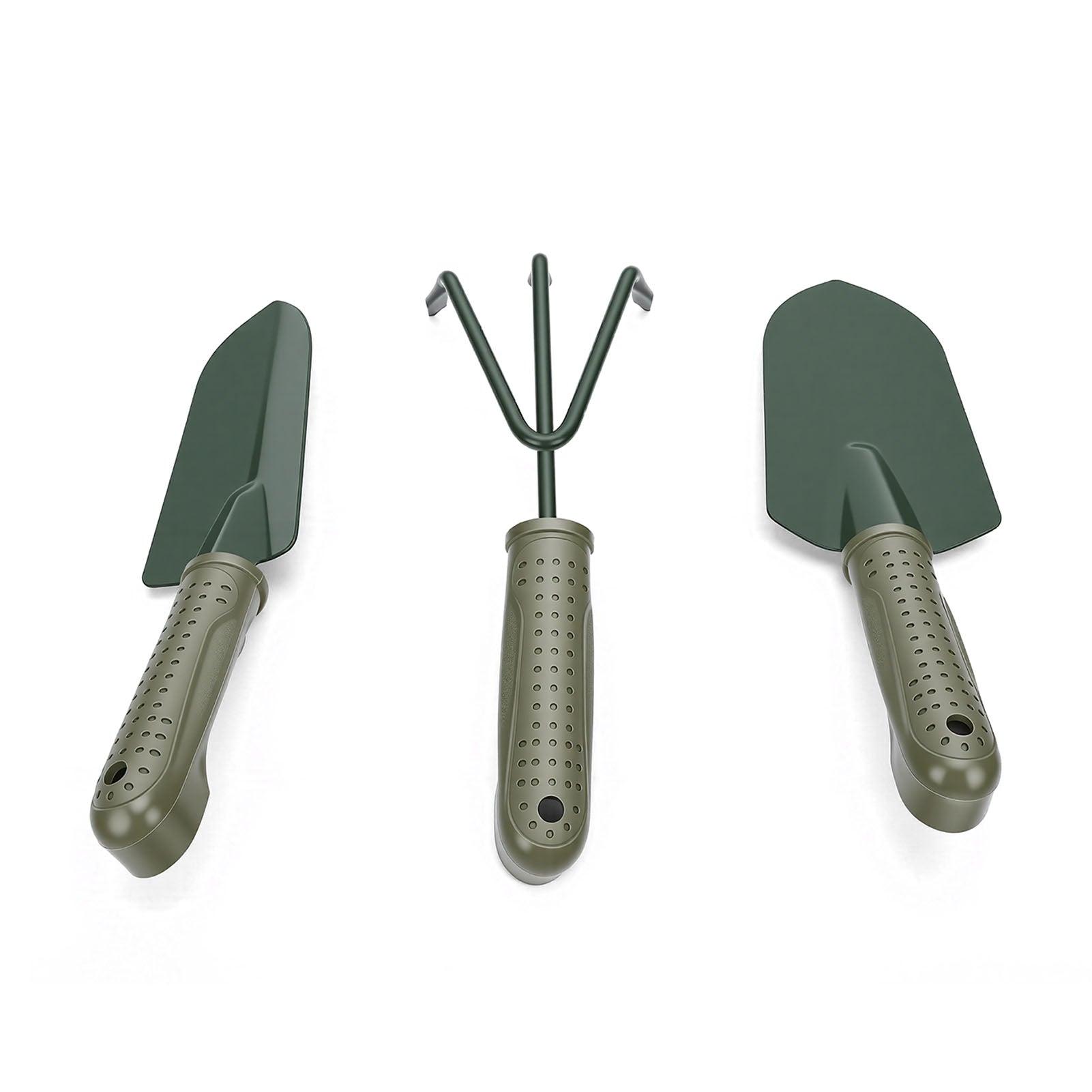 Garden Tool Set 3 Piece, Ergonomic Trowel Transplanter and Cultivator, Heavy Duty Hand Tools with Storage Bag