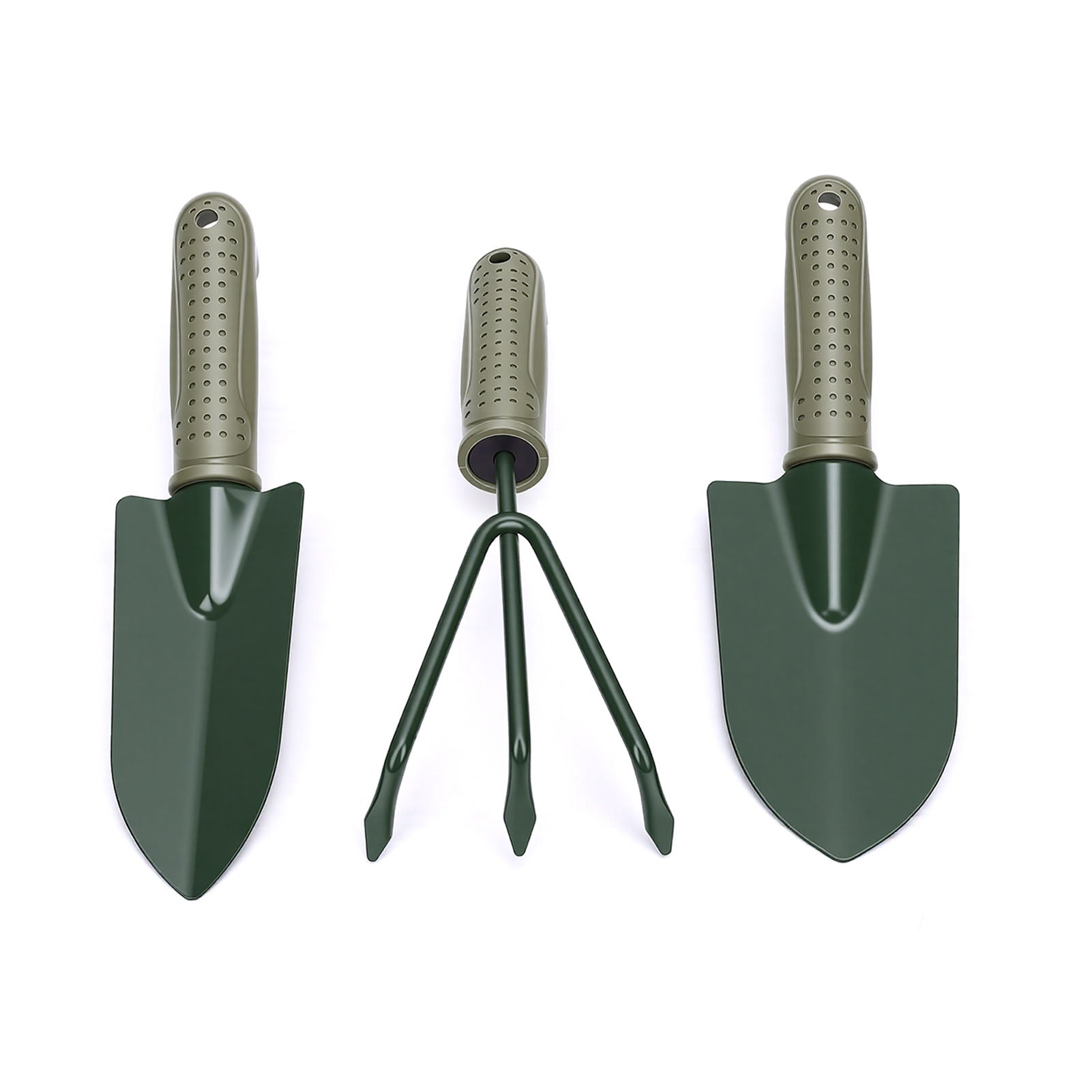 Garden Tool Set 3 Piece, Ergonomic Trowel Transplanter and Cultivator, Heavy Duty Hand Tools with Storage Bag